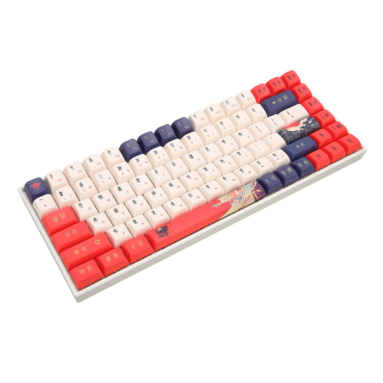 PUSOKEI 2.4G Wireless Mechanical Keyboard - 84 Key Compact QWERTY Layout, RGB Backlit, 3 Mode Connectivity (Bluetooth/Wired/2.4G), 3000mAh Battery - Silver Switch for Gaming, Office & Home Use