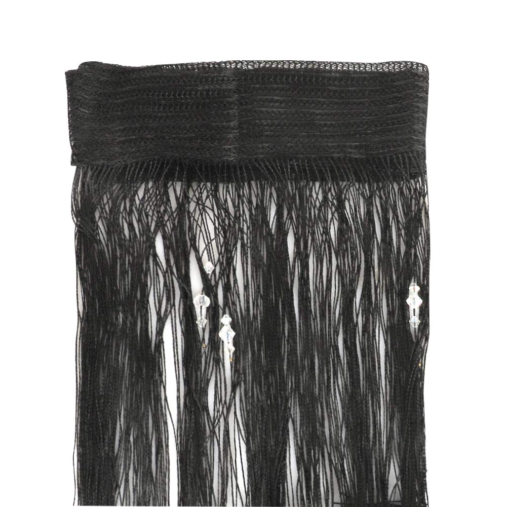 Black Bead String Curtains - 3.28 x 6.56 ft Crystal Tassel Doorway Curtain with Thread Fringe for Home Decoration | Perfect for Bedroom, Living Room, or Entryway Privacy Screen