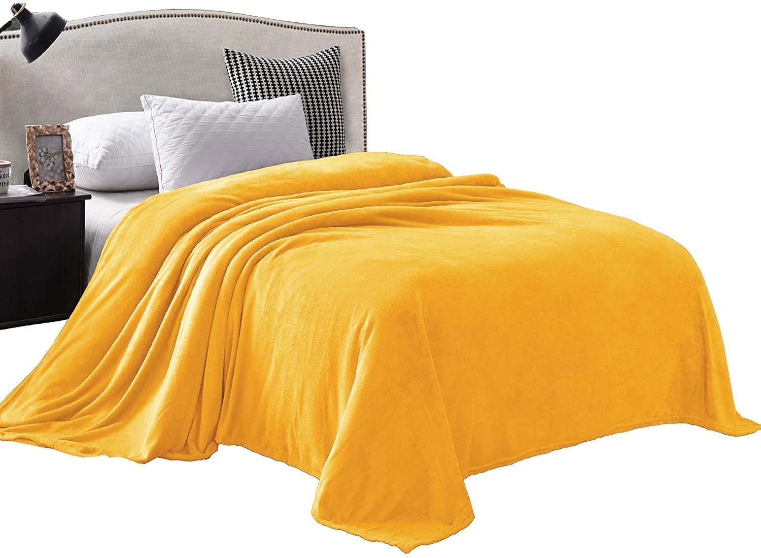 Luxury RU Bedding Velvet Plush Oversized Queen Sheet Set - 4 Piece 190 GSM Gold Fleece Bedding (Flat Sheet + 19