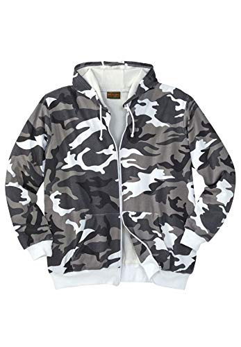 Boulder Creek by KingSize Men's Big & Tall Full-Zip Thermal Waffle Hoodie - Warm Fleece Lined Sweatshirt for Winter Outdoor Activities, Camping & Casual Wear
