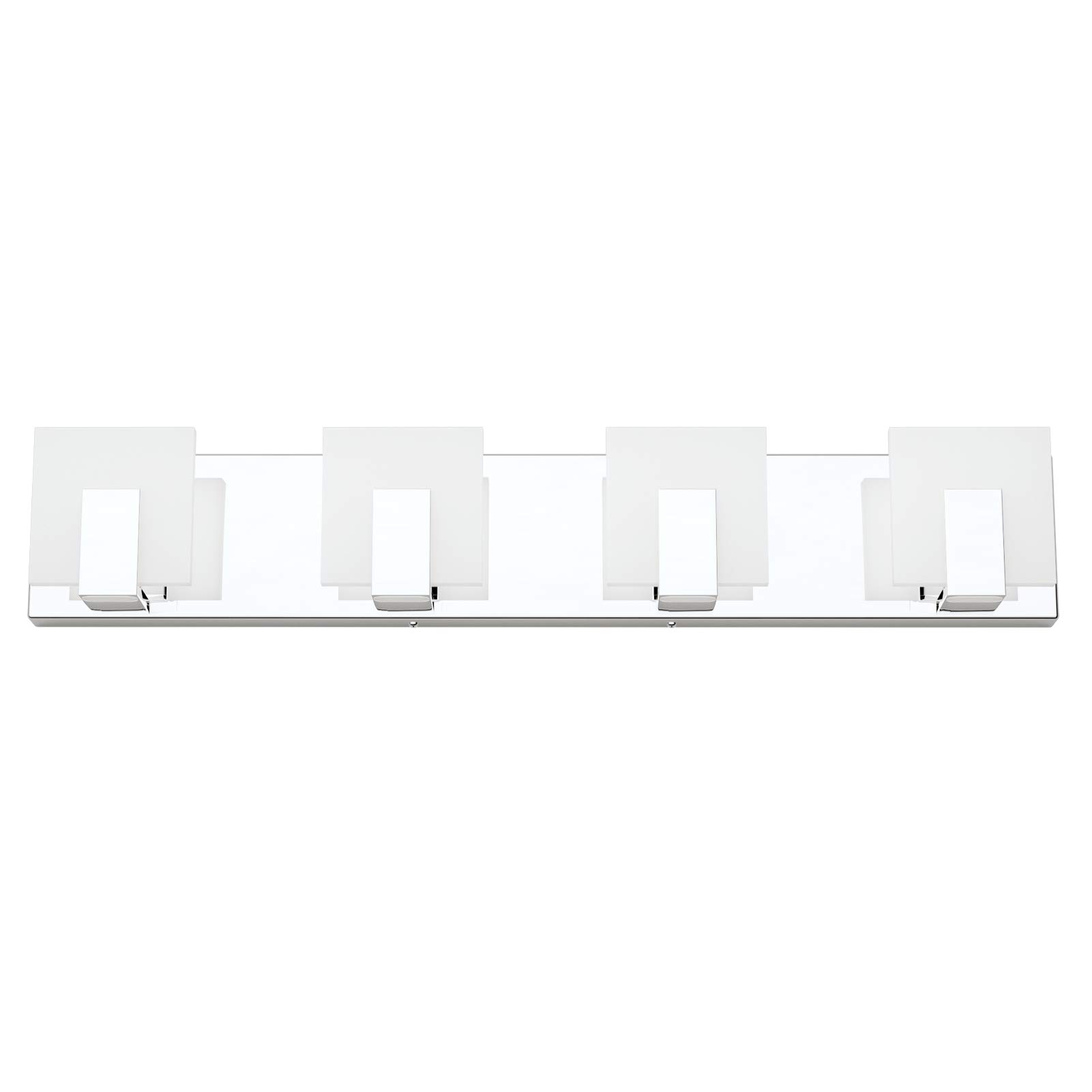 Aipsun 4-Light Dimmable Modern LED Vanity Light - Frosted White Acrylic & Chrome Bathroom Wall Fixture for Mirror (6000K White Light) - Perfect for Bathroom, Powder Room & Dressing Area Lighting