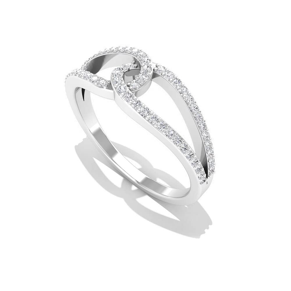 1/4 CT Moissanite Promise Ring for Women - 14K Solid Gold Interlocking Design | Certified Rosec Jewels | Perfect for Engagements, Anniversaries & Romantic Gifts