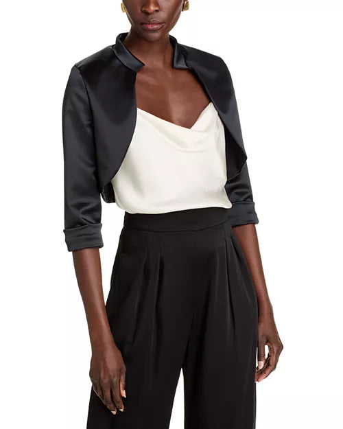 Amatista Satin Jacket for Women - Elegant Black Blazer for Office, Party & Evening Wear - Formal & Casual Outerwear