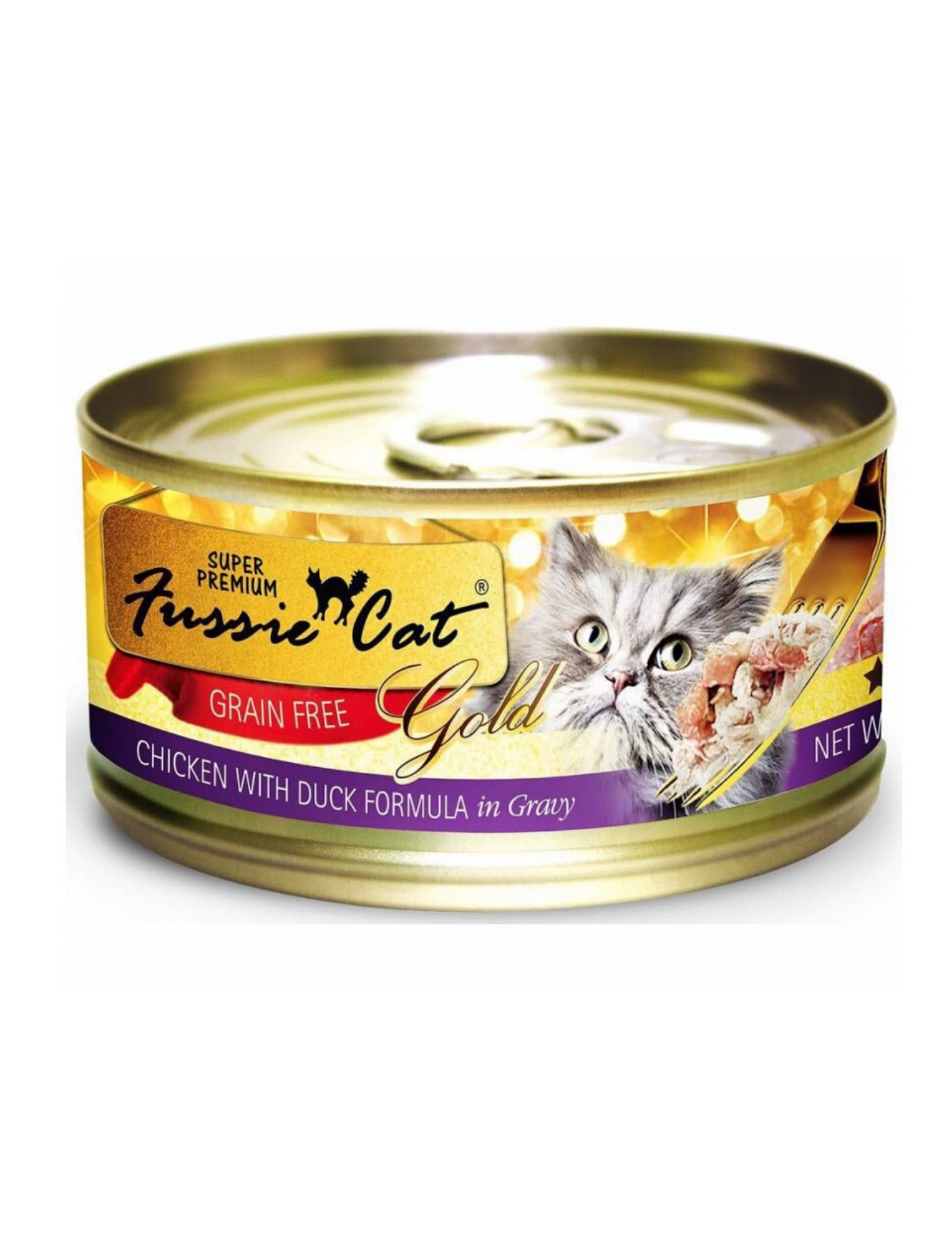 Fussie Cat Super Premium Gold Label Chicken & Duck Wet Cat Food - 80g Cans, Grain-Free & High Protein for Healthy Cats - Perfect for Picky Eaters & Indoor Cats