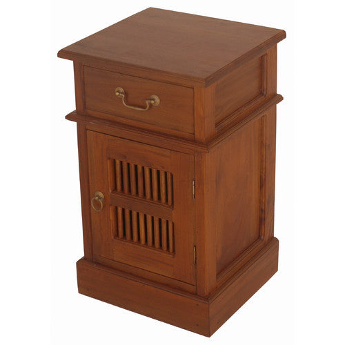 Premium Norway Teak Wood Side Table with Drawer - Modern Bedside Nightstand (TWS899) for Living Room, Bedroom & Office Use