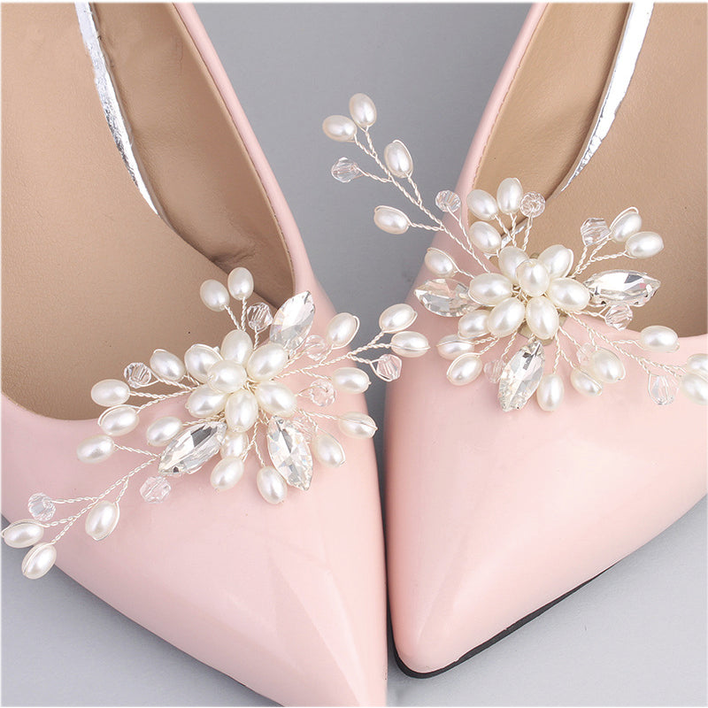 1 Pair Detachable Shoe Clip - Imitation Pearl Wedding Shoe Buckle for Bridal Heels, Prom Shoes & Formal Occasions