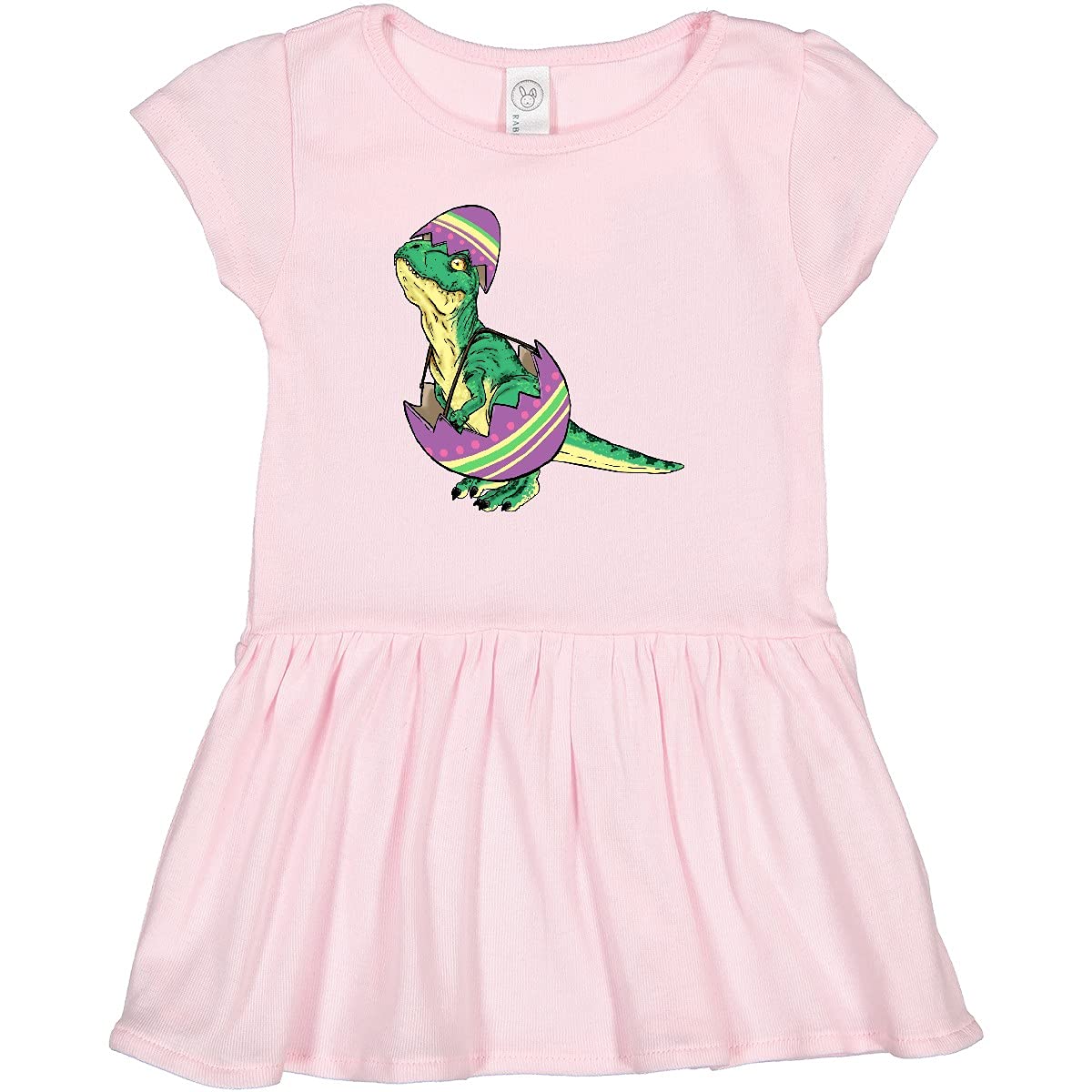 Inktastic Easter Baby T-Rex in an Easter Egg Toddler Dress - Cute Dinosaur Print Outfit for Girls, Easter Sunday Church, Spring Photoshoot & Holiday Family Gathering