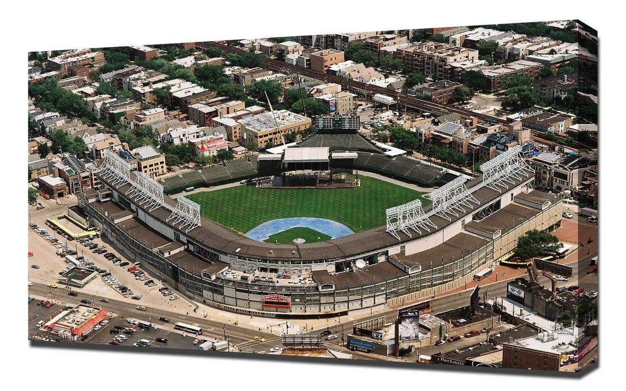 Chicago Cubs Wrigley Field Canvas Art Print - Baseball Fan Wall Decor - Stretched Canvas Wrap for Living Room, Man Cave & Sports Bar Decor