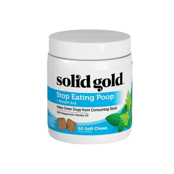 Solid Gold Stop Eating Poop & Breath Aid - 60 Chewable Tablets for Dogs | Eliminates Coprophagia & Bad Breath | Perfect for Training & Digestive Health