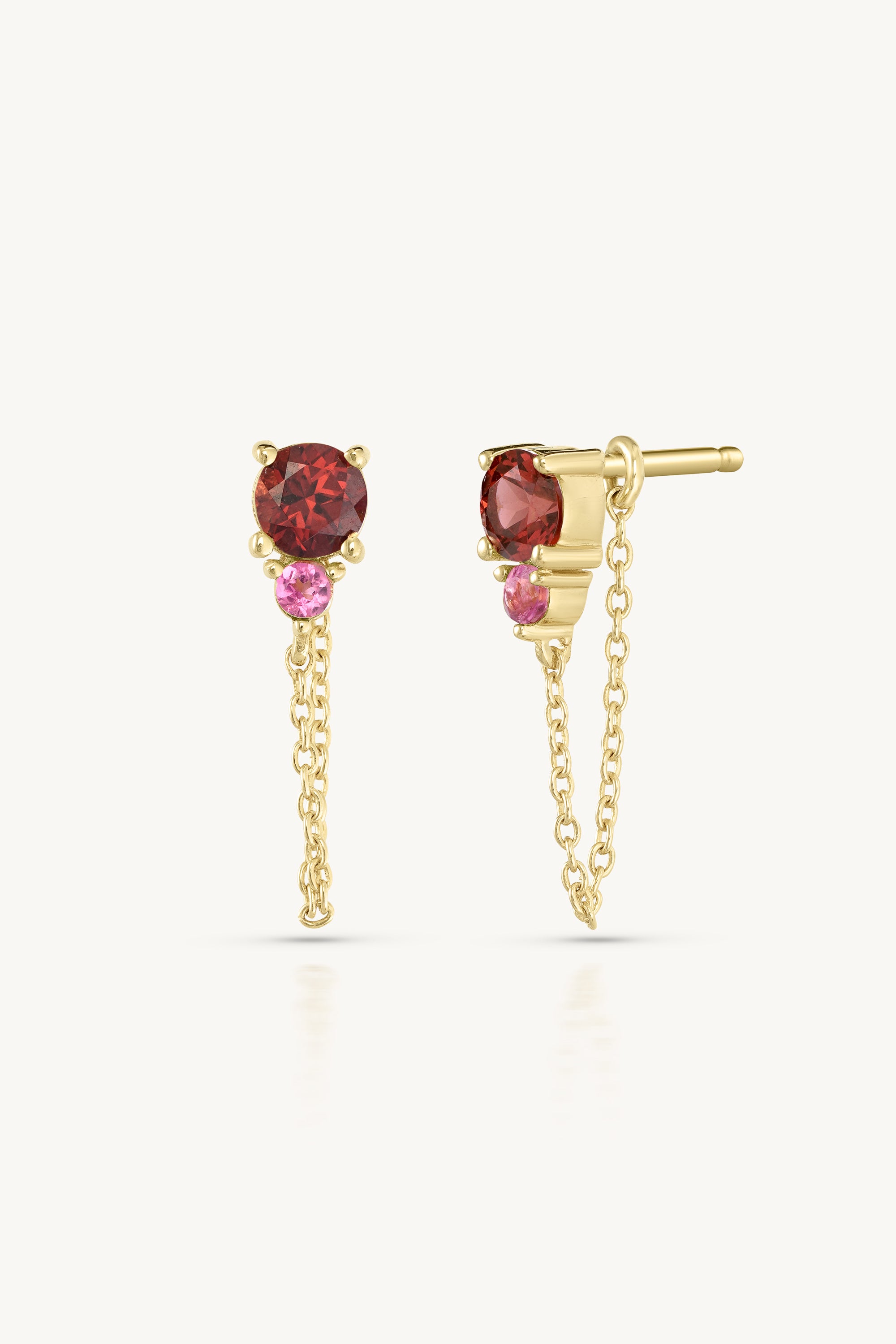 January Birthstone Ombre Garnet Gold Stud Earrings - Perfect for Gifts, Parties & Everyday Elegance