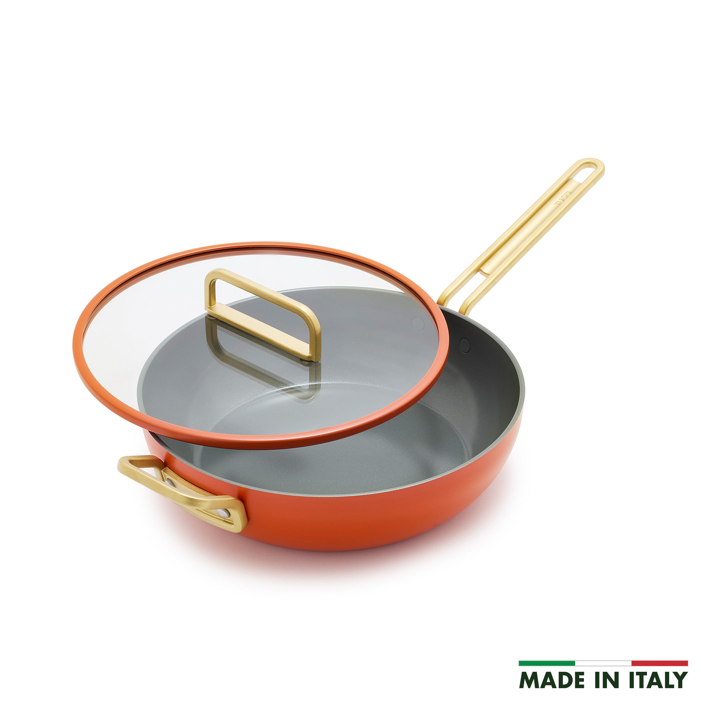 Stanley Tucci™ Ceramic Nonstick 4.5 Quart Saucepan with Lid - PFOA Free Cookware Set for Healthy Cooking | Perfect for Pasta, Soups & Sauces | Amalfi Sunset Collection