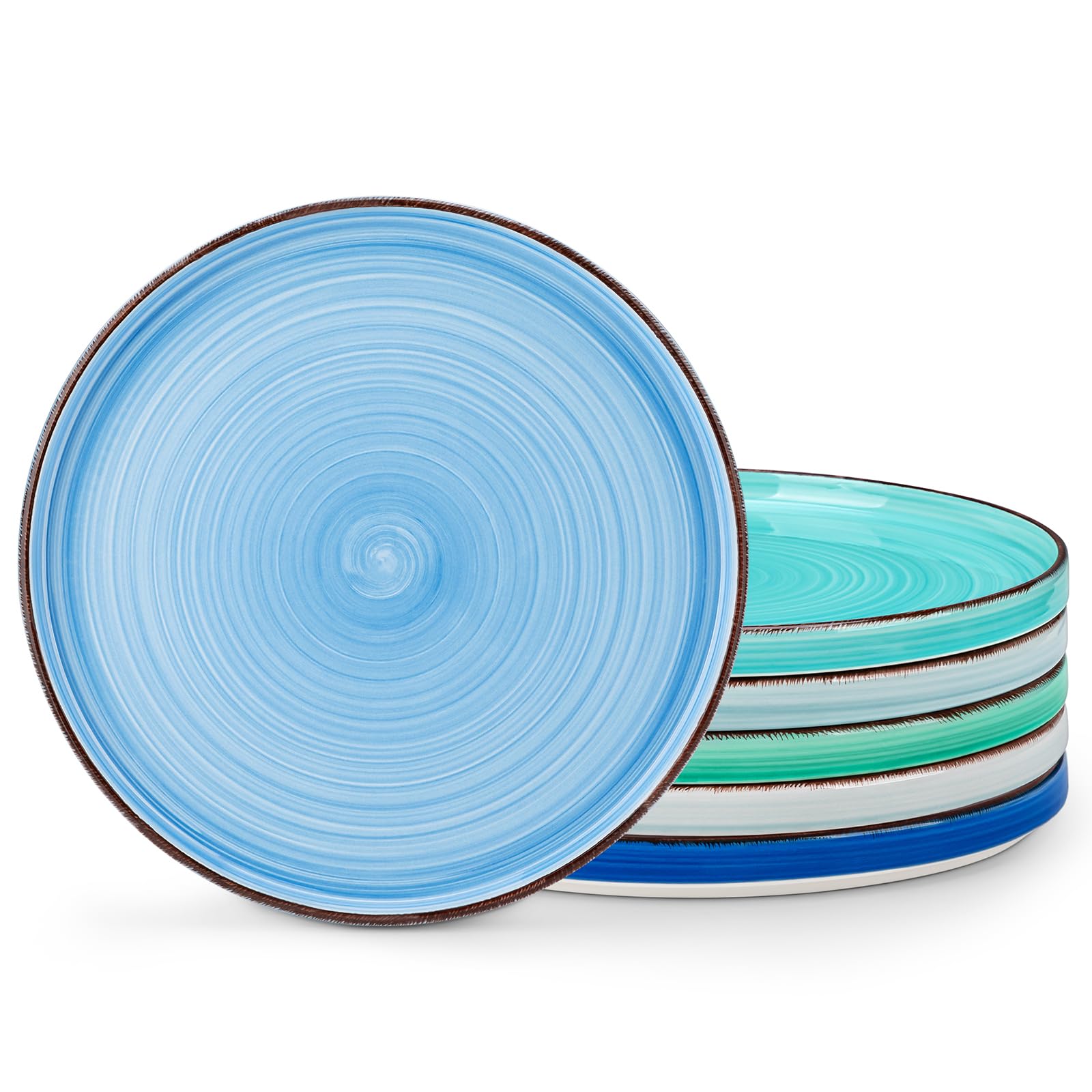 Vancasso Bonita 10.5 Inch Ceramic Dinner Plates Set of 6 - Microwave, Oven & Dishwasher Safe Large Dinnerware Plates for Kitchen, Dining Room & Restaurant Use - Elegant Blue Tableware for Everyday Meals & Special Occasions