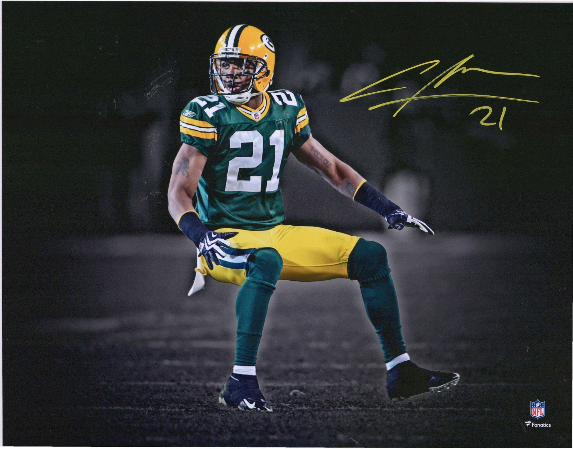 Charles Woodson Green Bay Packers Autographed 11x14 Jersey Spotlight Photograph - Signed NFL Memorabilia - Perfect for Sports Fans, Man Cave Decor & Football Collectibles
