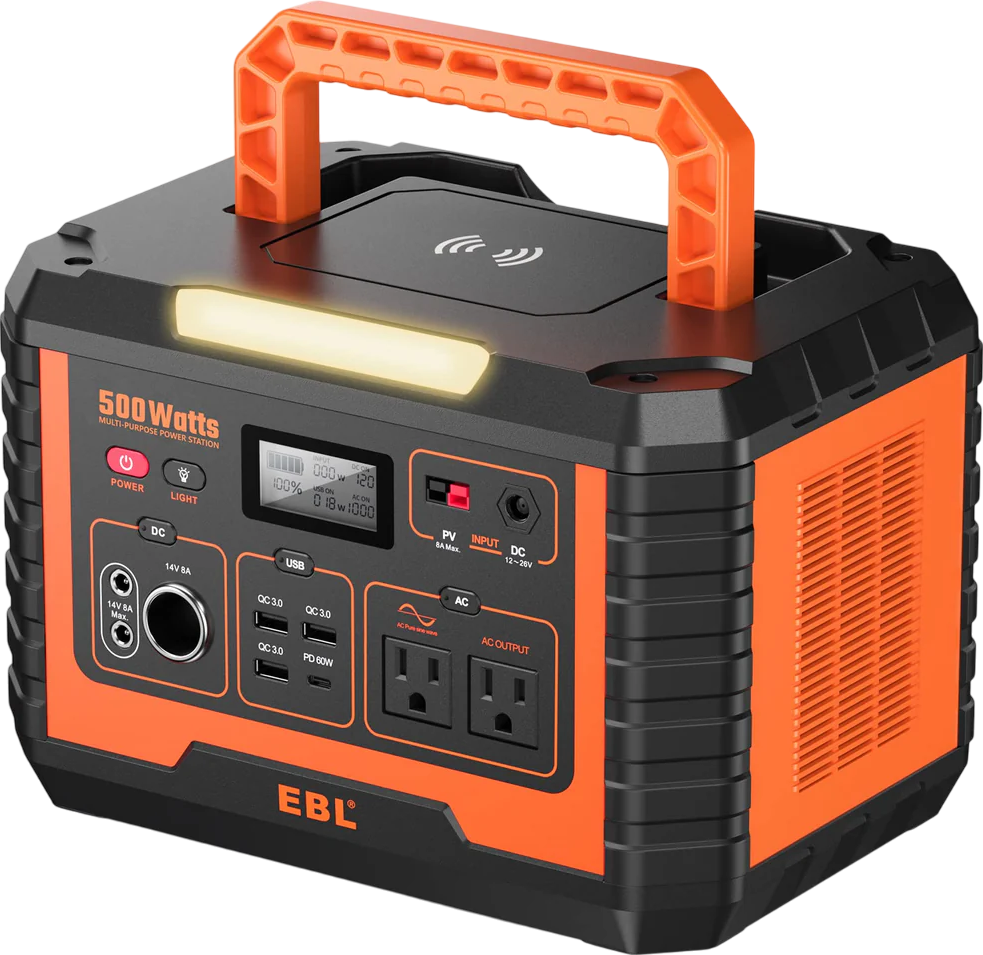 EBL MP500 Portable Power Station 519Wh 500W Solar Generator - Emergency Backup for Camping, Home, RV & Outdoor Adventures
