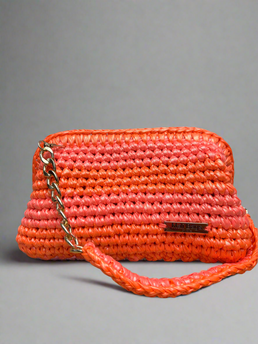 Premium Neon Stripes Mina Clutch - Trendy Handmade Yarn Bag for Women, Perfect for Parties, Weddings & Evening Events