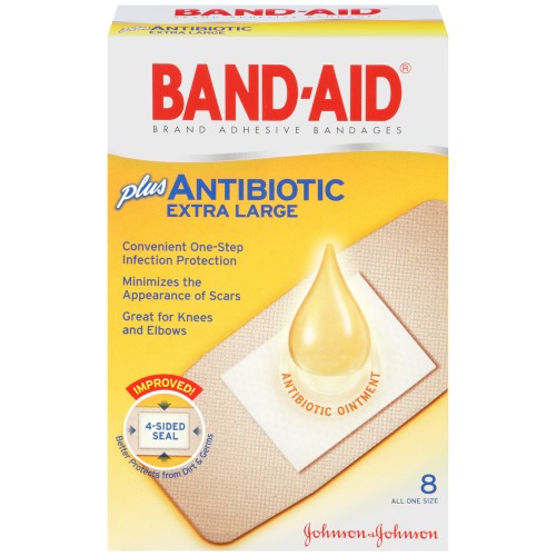 Extra Large Band-Aid Antibiotic Adhesive Bandages for Wound Care - First Aid for Cuts, Scrapes & Burns at Home, Work or Travel