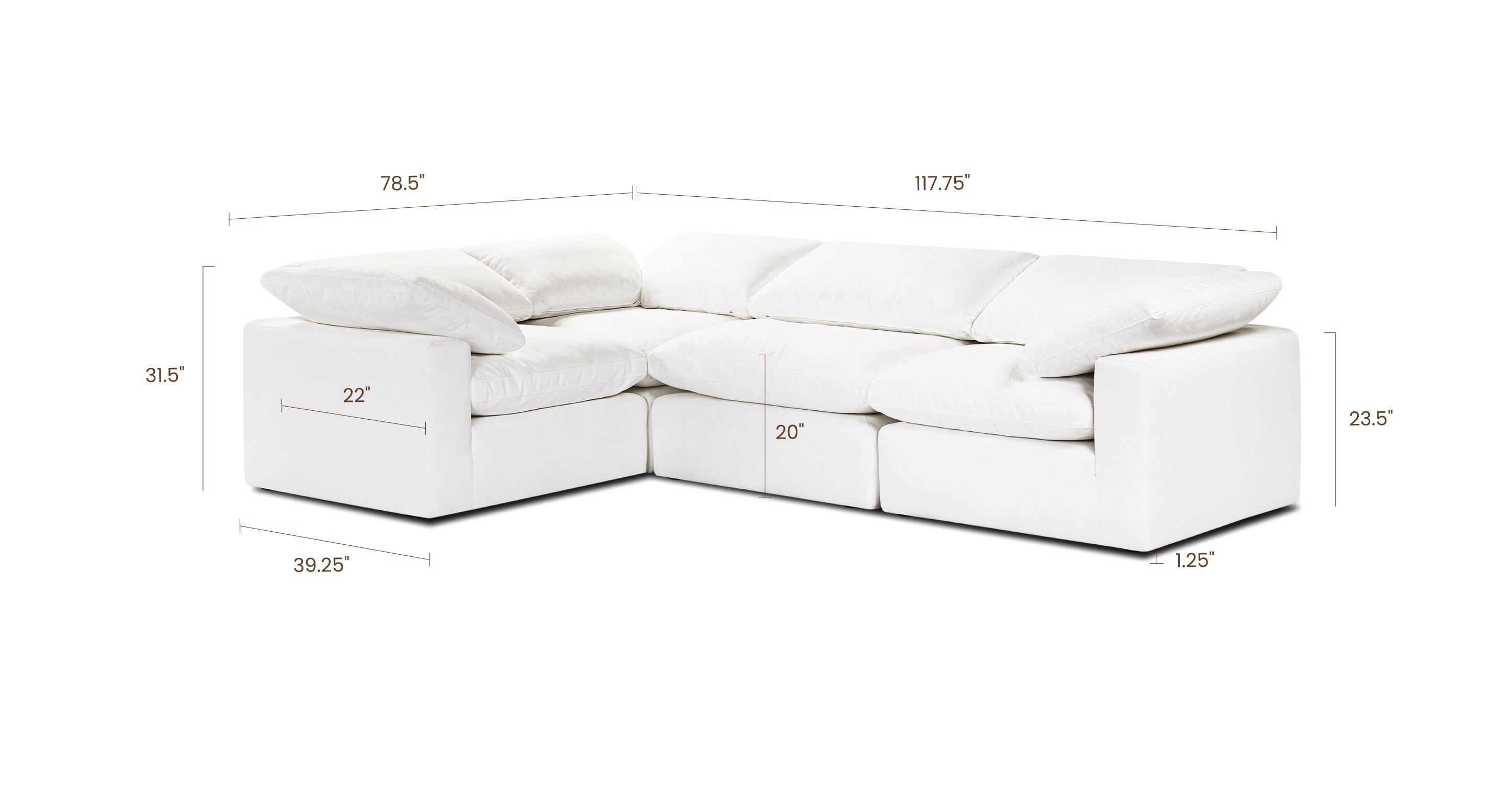 4-Seat Aspen Modular L-Shaped Sectional Sofa - Modern Living Room Furniture for Small Spaces & Apartments - Perfect for Family Gatherings & Movie Nights