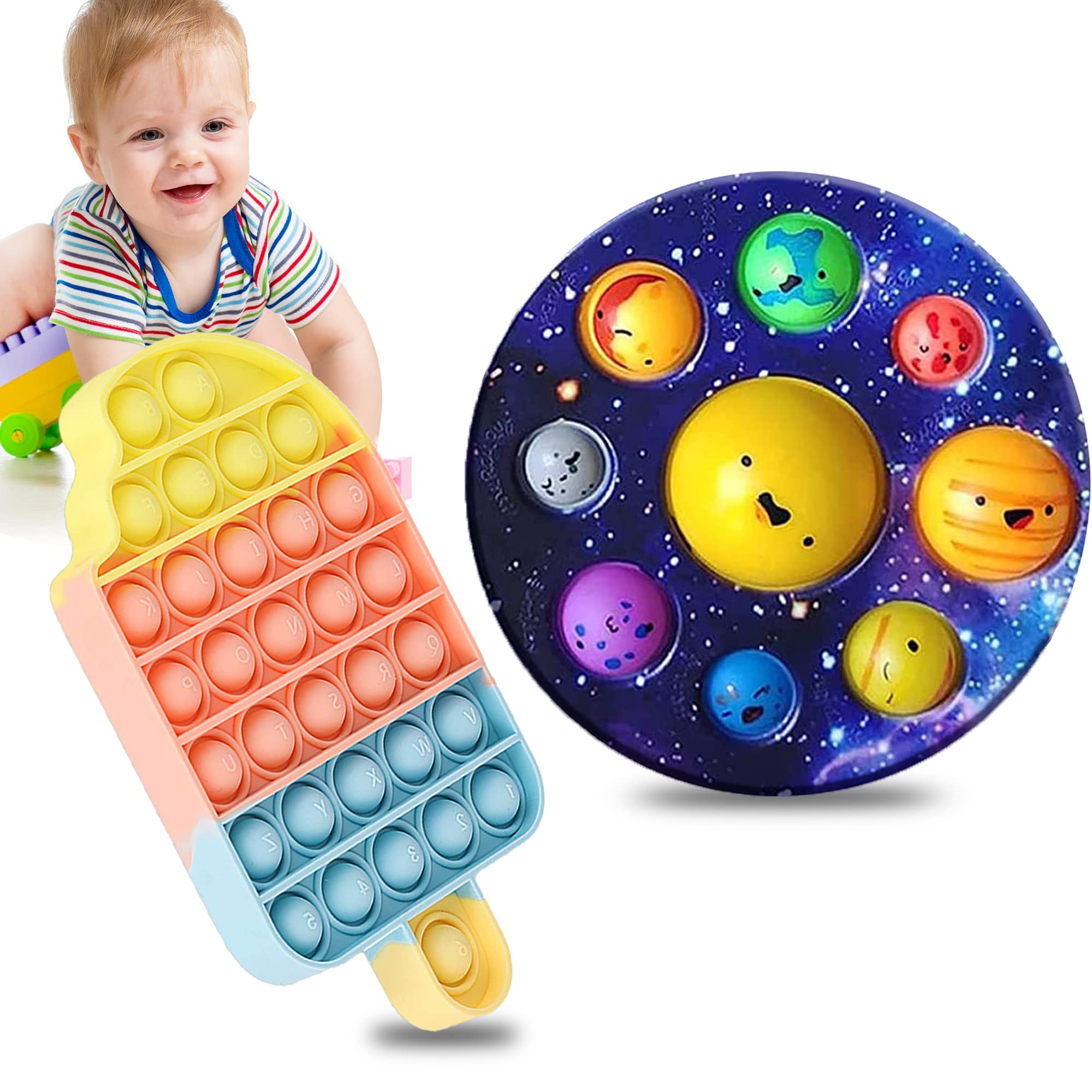 Dr.Kbder 2pc Silicone Dimple Fidget Toys - Stress Reliever Bubble Popper, Educational Sensory Toy for Kids & Adults, Perfect for Christmas Party Favors, Birthday Gifts, Classroom Activities, and Office Stress Relief