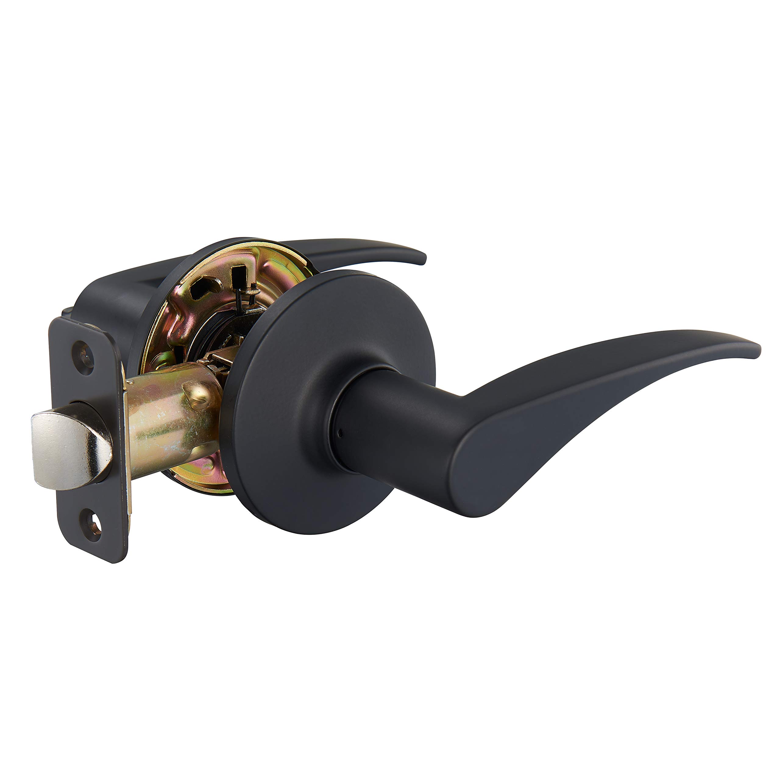 Amazon Basics Victory Door Lever - Matte Black Passage Door Handle for Interior Doors | Durable & Stylish Home Hardware for Bedrooms, Bathrooms & Closets