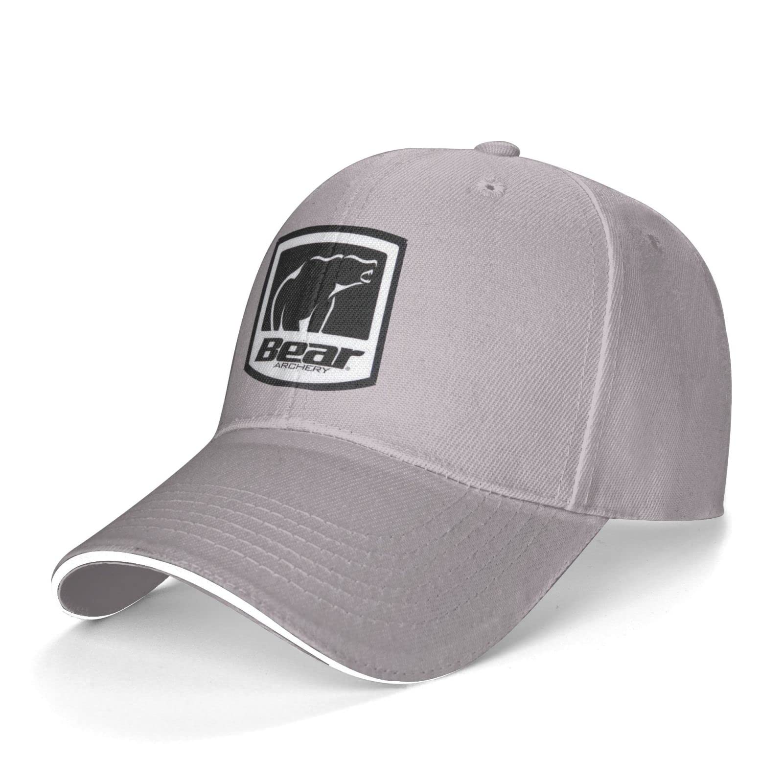 XINZQMIO Unisex Bear Archery Sandwich Cap - Adjustable Classic Baseball Dad Hat in Gray for Outdoor Sports & Casual Wear