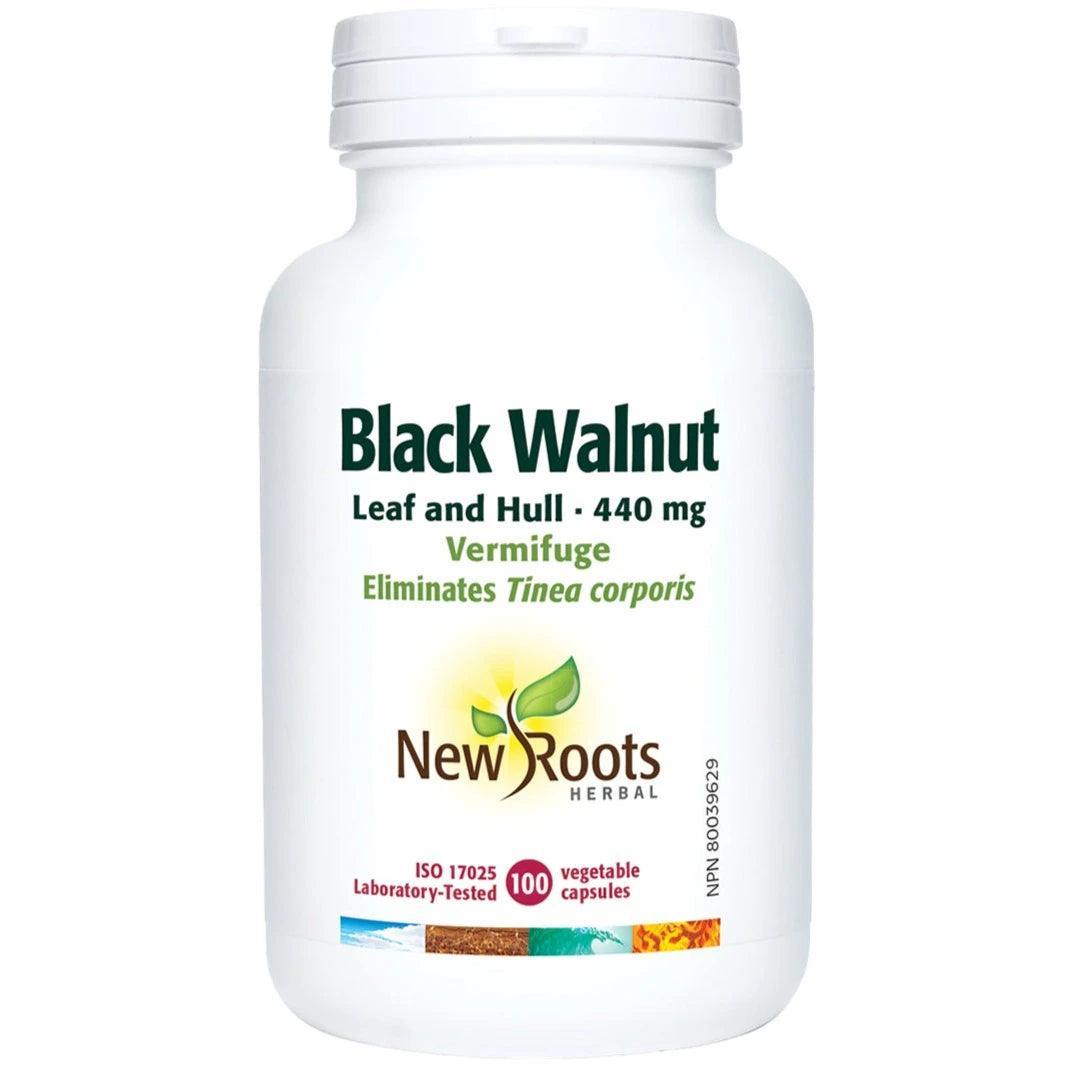 New Roots Herbal Black Walnut Leaf & Hull 440mg - 100 Vegetarian Capsules for Immune Support & Digestive Health | Natural Herbal Supplement for Detox & Parasite Cleanse