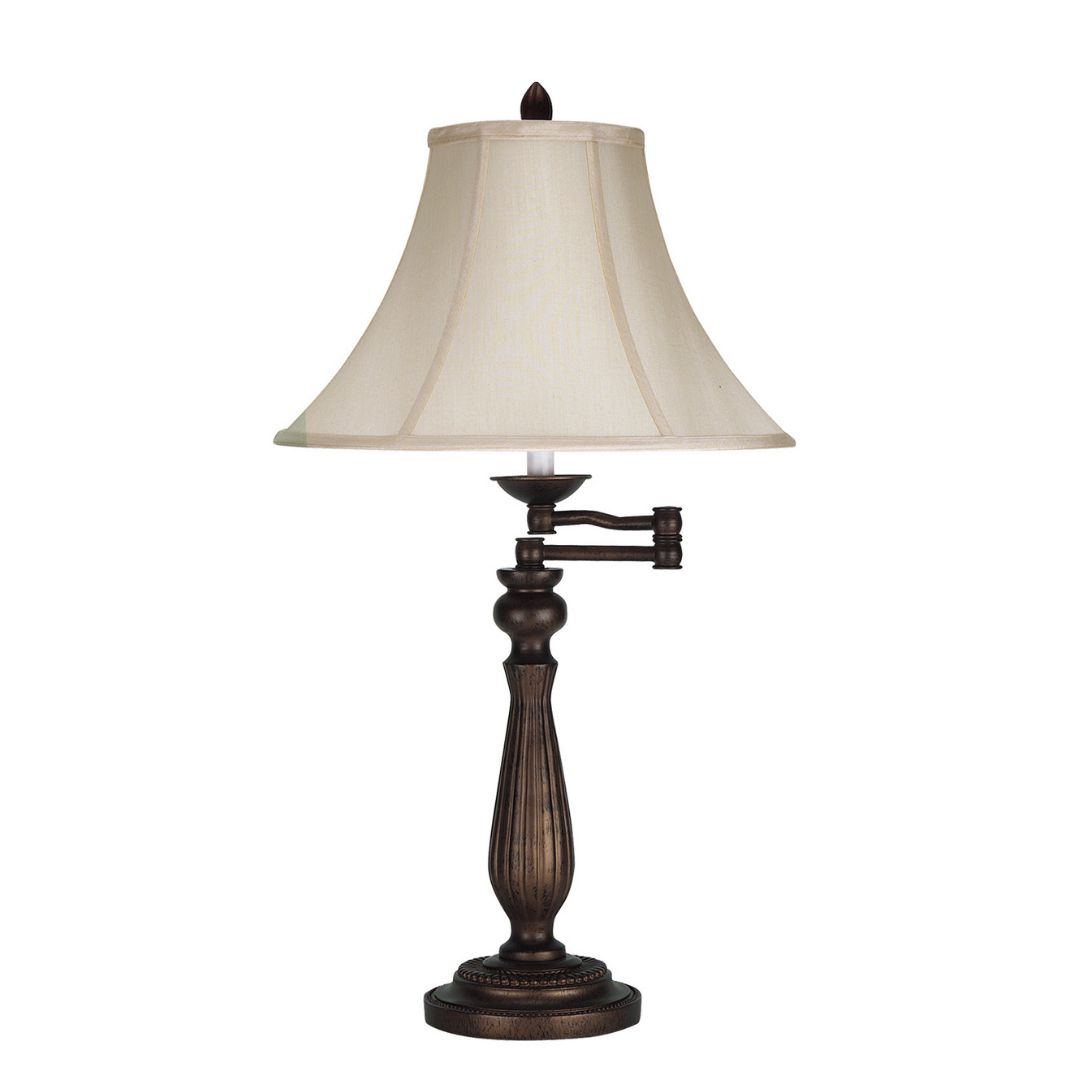 Cal Lighting 150W 3-Way Swing Arm Table Lamp - Adjustable Desk Light for Reading, Office, and Bedroom Use