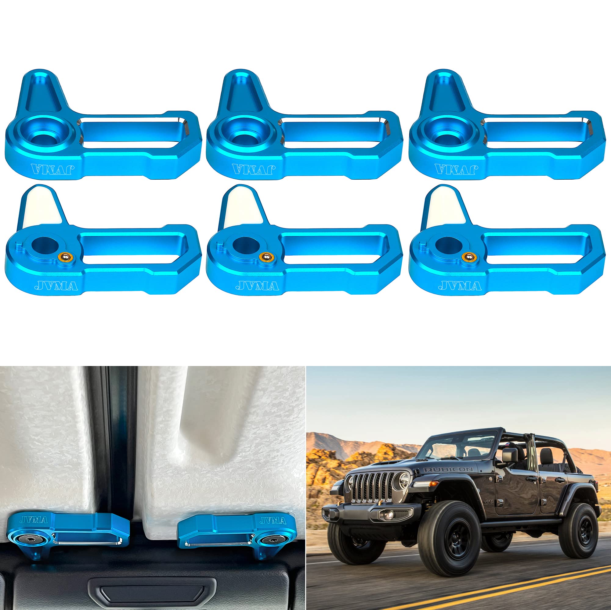 JVMA Freedom Panel Latch Hardtop Roof Removal Switch Handle for Jeep Wrangler JL JLU (2018-2024) & Gladiator JT - Aluminum Blue Interior Accessories (6 Pack) - Easy Hardtop Removal for Off-Road Adventures & Car Customization