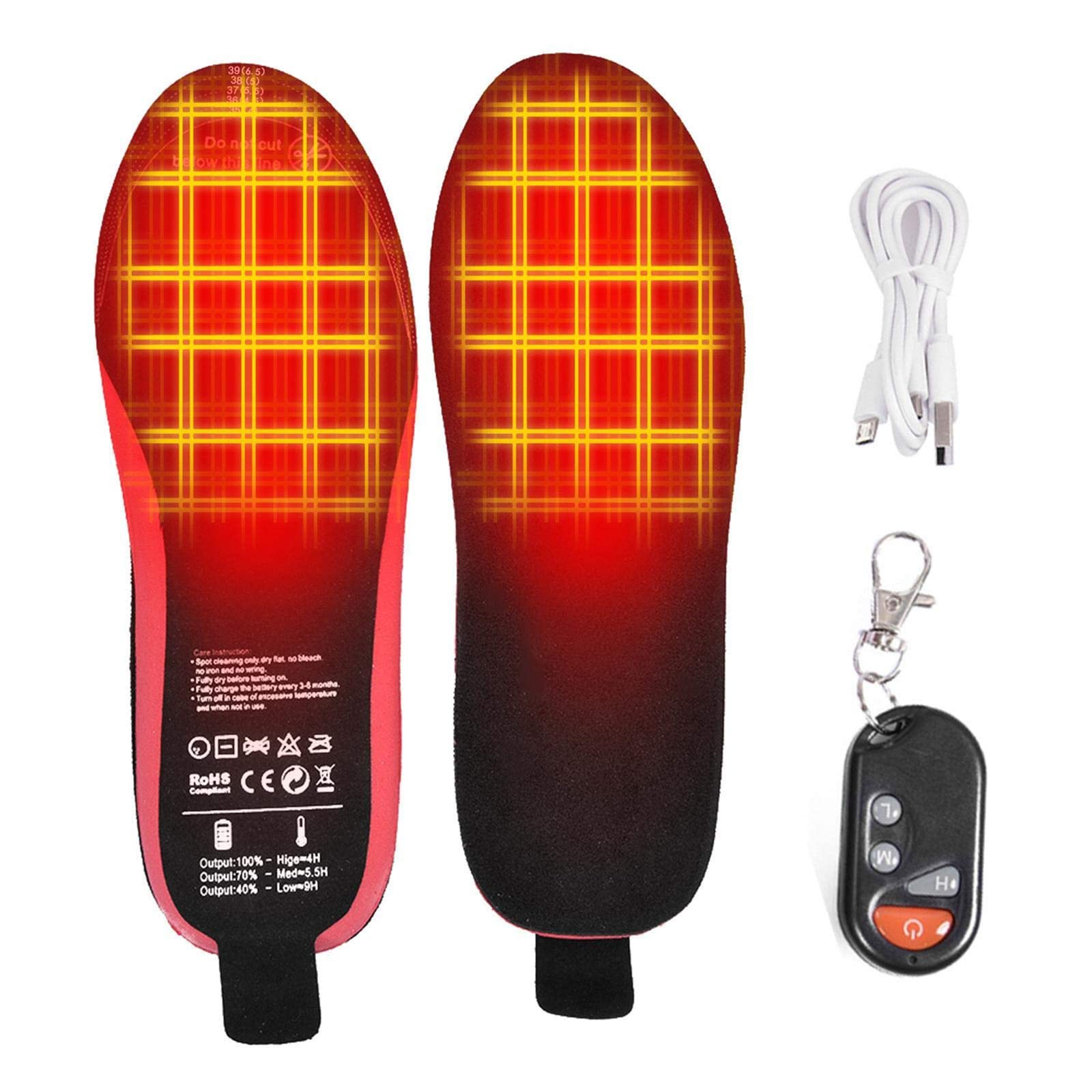 USB Rechargeable Electric Heated Insoles - Adjustable Temperature Warmer with Remote Control for Men & Women - Perfect for Winter Hiking, Skiing, and Outdoor Activities