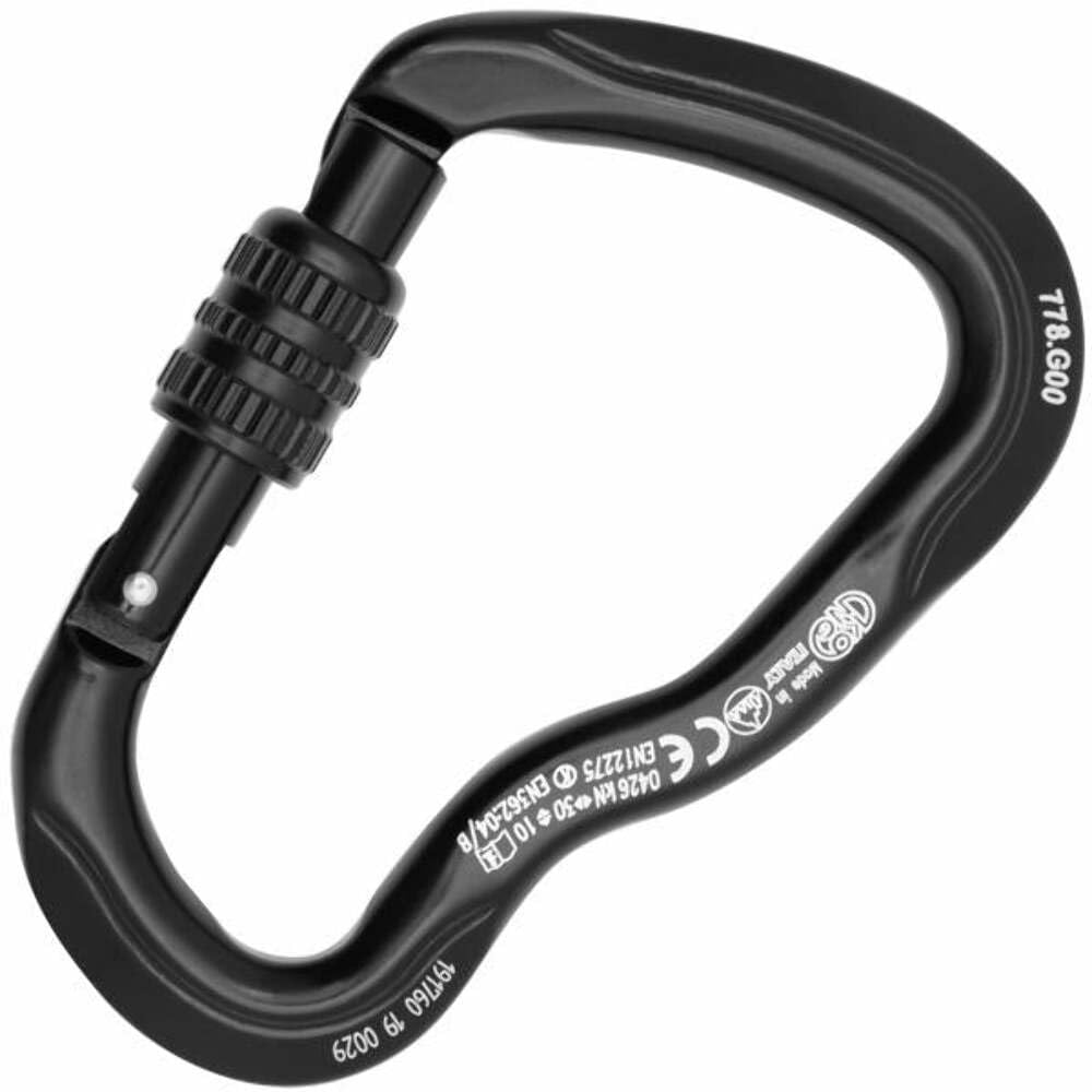 **KONG Ferrata Twist Lock Carabiner - 117.5mm Black - Climbing Gear for Mountaineering, Hiking & Outdoor Adventures**