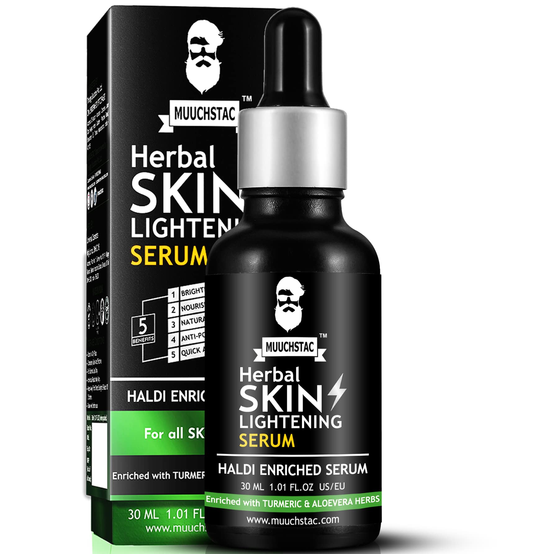 Muuchstac Vitamin C Face Serum for Men - Skin Brightening & Hydrating Serum with 3-Glyceryl Ascorbate | Dark Spot Corrector, Even Skin Tone, Glowing Complexion | 30ml | Perfect for Daily Skincare Routine & Nighttime Use