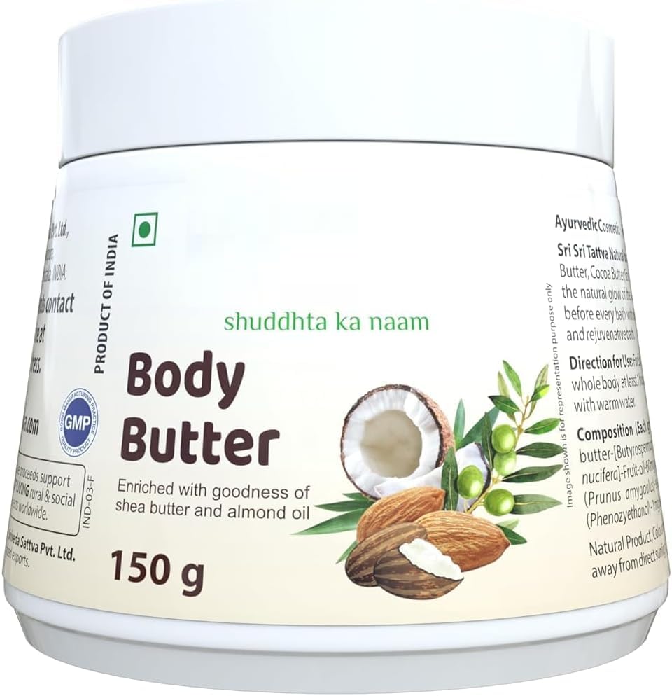 Organic Body Butter for Dry Skin - 150G Moisturizing Cream with Shea & Cocoa Butter - Perfect for Daily Hydration, Massage & After-Sun Care
