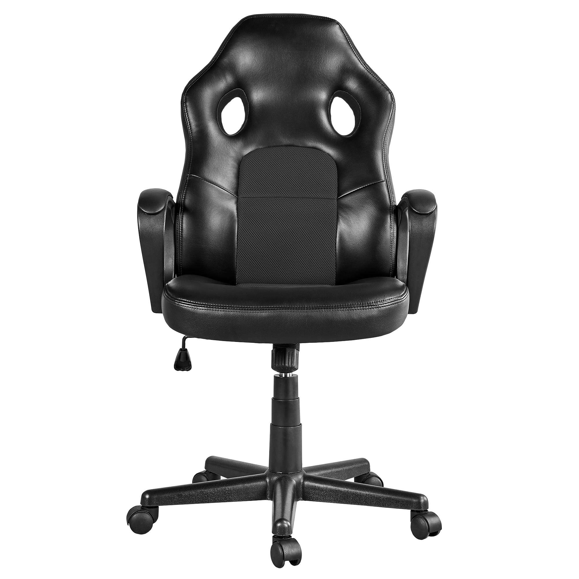 Premium Ergonomic Leather Office Chair - High Back Executive Desk Chair with Lumbar Support for Home Office, Gaming & Conference Rooms - Black Racing Style Computer Task Swivel Chair for Comfort & Productivity
