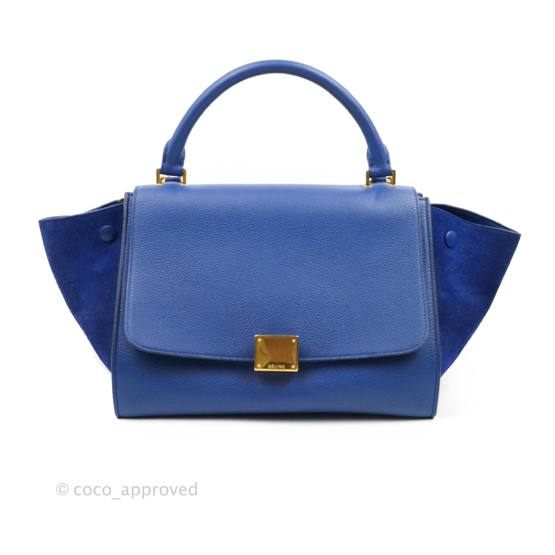 Celine Sleek Small Tri-Color Trapeze Bag in Blue Calfskin Leather - Perfect for Work, Travel & Everyday Use