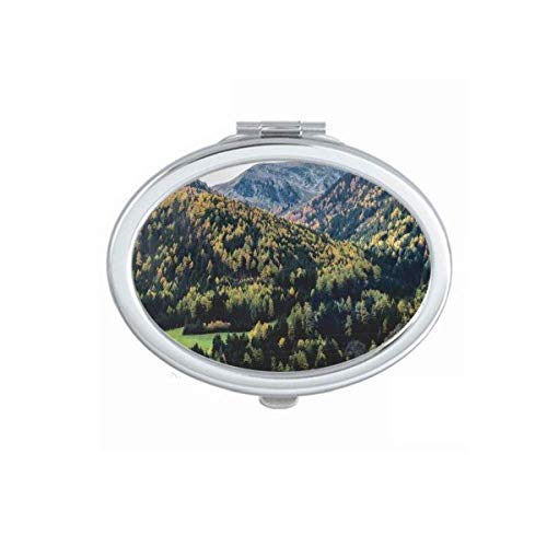 DIYthinker Mountain Scenery Green Mirror - Portable Folding Double-Sided Makeup Glasses for Travel, Hiking & Outdoor Adventures