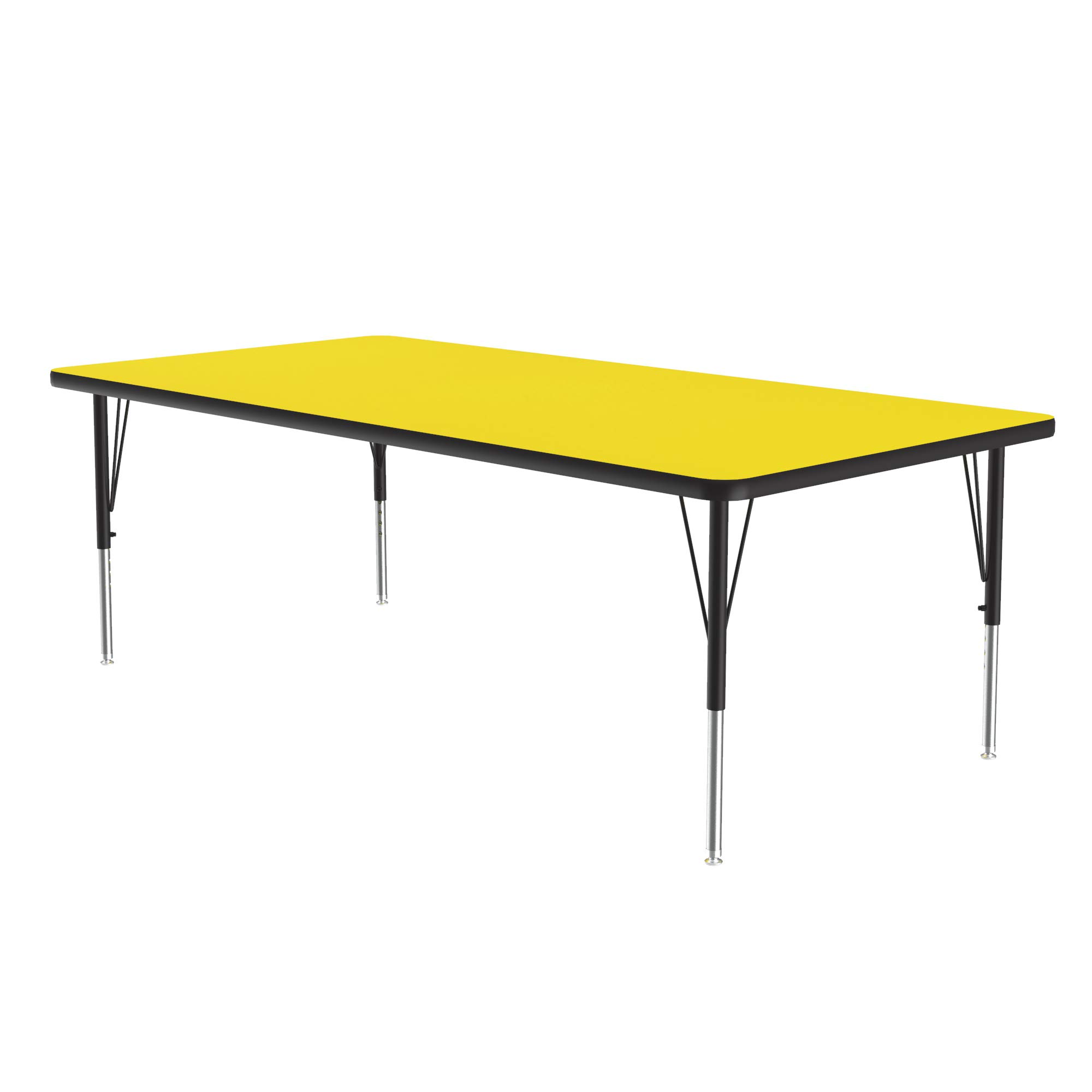 Correll 30x72 Inch Adjustable Height Rectangular Activity Table - Durable Yellow High Pressure Laminate Top - Perfect for Classrooms, Homeschooling & Study Areas - School Furniture (A3072-REC-38)