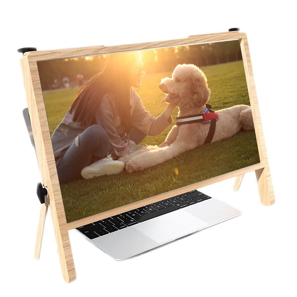 21in HD Laptop Screen Magnifier Protector Holder - Foldable 3D Laptop & Phone Screen Amplifier Stand for Movies, Videos & Reading | Computer & Mobile Device Magnifying Screen | Perfect Gift & Workspace Accessory (Khaki) | Ideal for Office, Home Theater & Online Learning