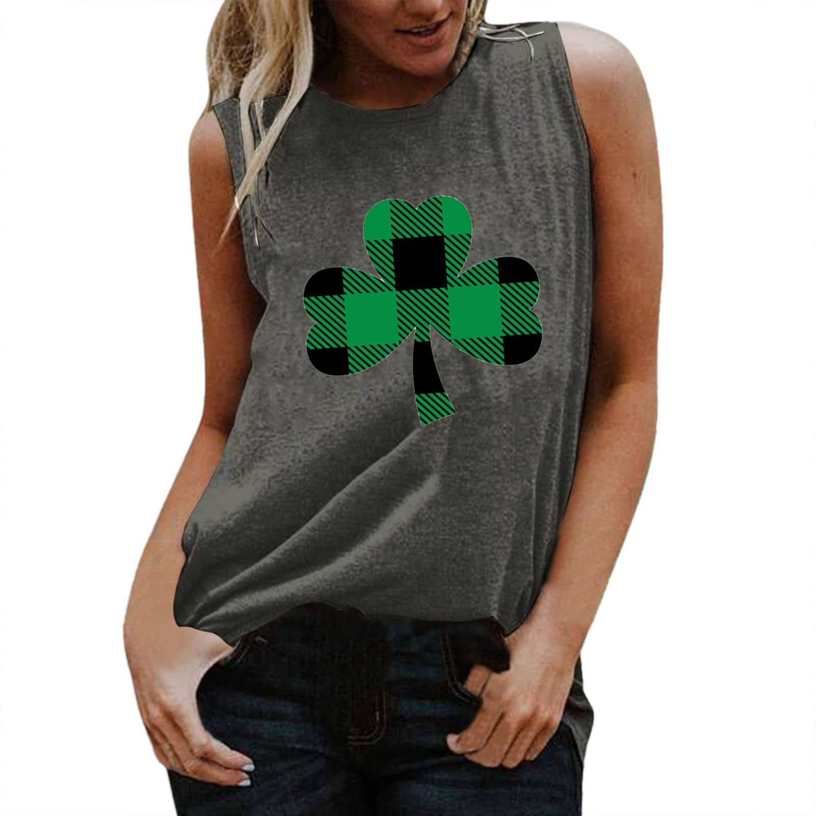 MKHSQHDG Women's St. Patrick's Day Graphic Tank Tops - Summer Sleeveless Letter Print Tee Shirts for Casual Wear & Holiday Parties