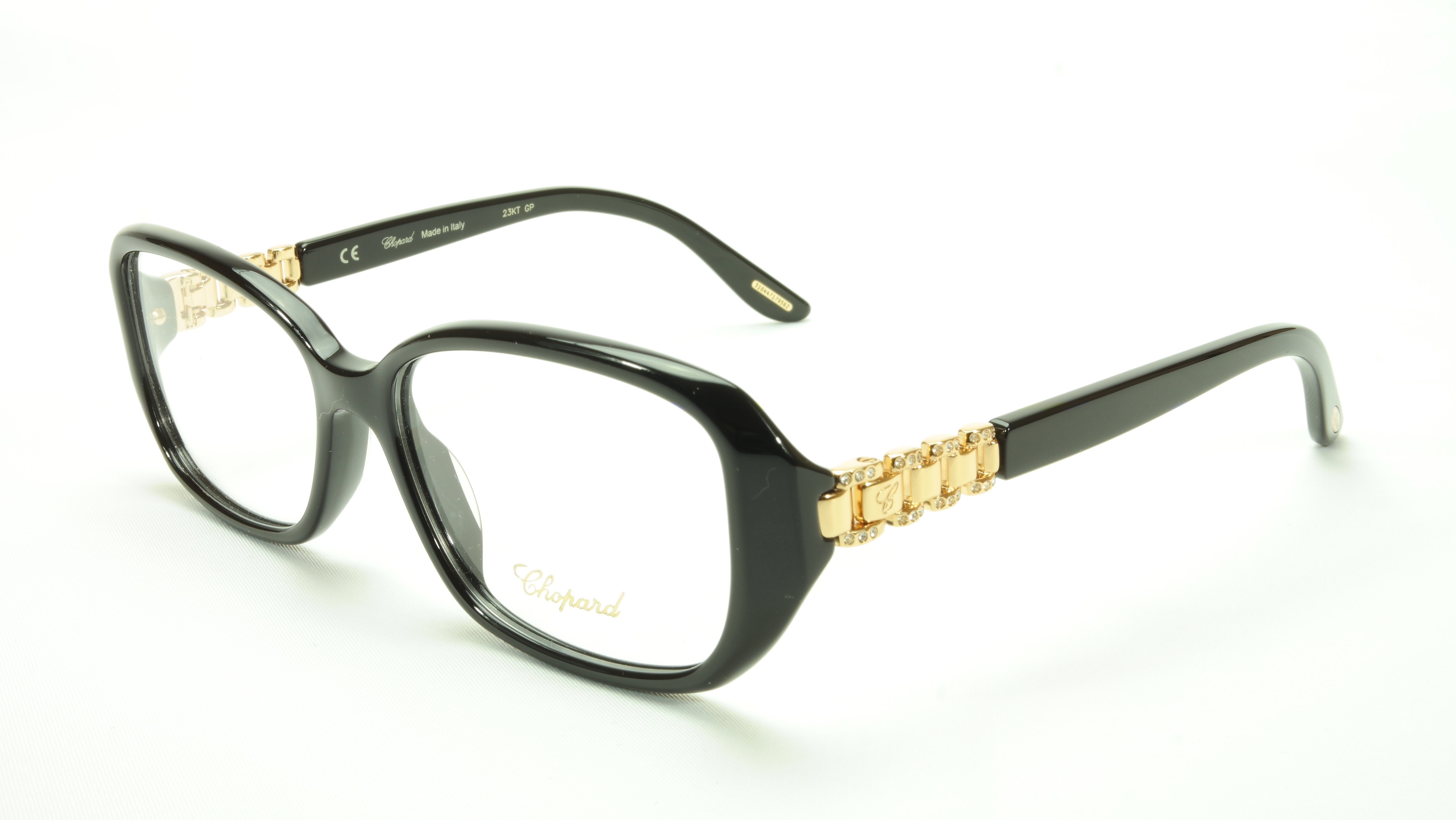 Chopard VCH 155S 0700 Acetate Eyeglasses Frame - Black & Gold Italian-Made (53-15-135) | Luxury Designer Glasses for Business & Formal Occasions