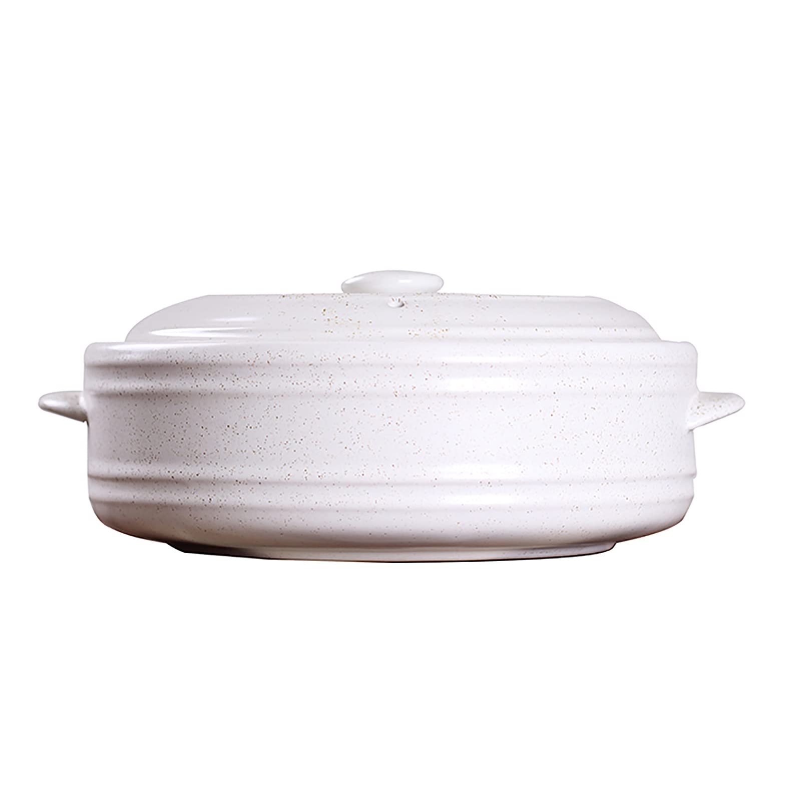 BB&UU 2.1QT Ceramic Shallow Stockpot - Japanese Style Gumbo Soup Pot & Casserole Dish, Perfect for Single Serving Meals, Easy to Clean (White, 9x4 Inches) - Ideal for Reheating Food, Cooking Soups, Stews and One-Pot Meals