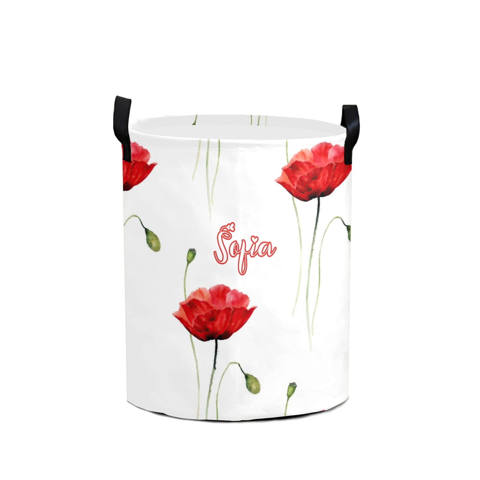 Collapsible Laundry Basket with Handles - Red Floral Design Oxford Cloth Laundry Hamper & Storage Bin for Home, Bedroom, Closet Organization | Space-Saving Solution for Laundry Room & Dorm