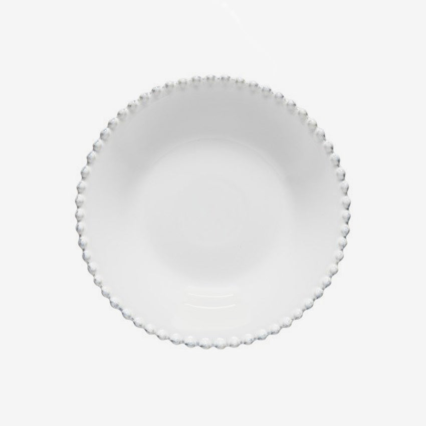 Costa Nova Pearl White Ceramic Soup and Pasta Plate Set - Elegant Dinnerware for Italian Cuisine, Family Meals & Restaurant Serving | Microwave & Dishwasher Safe