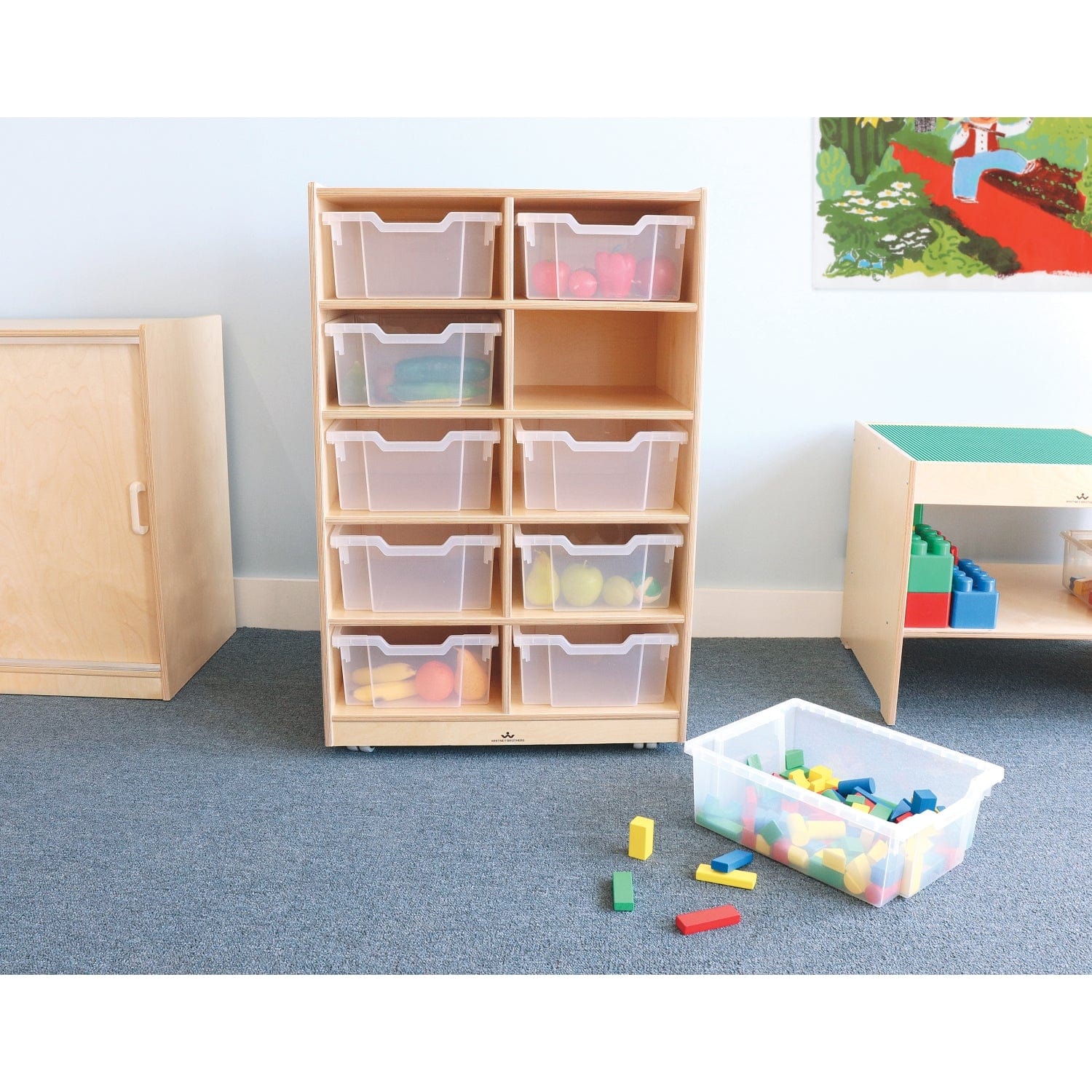 10-Cubby Mobile Tray Storage Cabinet - Rolling Organizer for Classroom, Office, or Playroom - Perfect for School Supplies, Toys, and Craft Storage