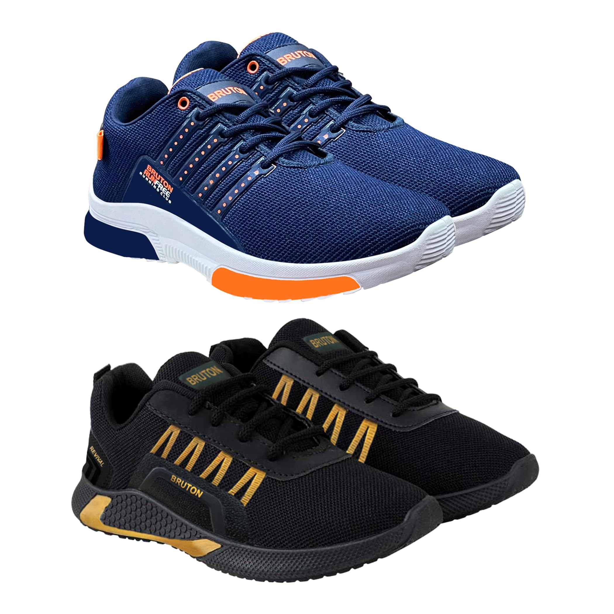 BRUTON 2-Pack Trendy Casual & Sports Shoes for Men/Women - Lightweight Comfortable Sneakers for Walking, Running, Gym Workouts & Daily Wear