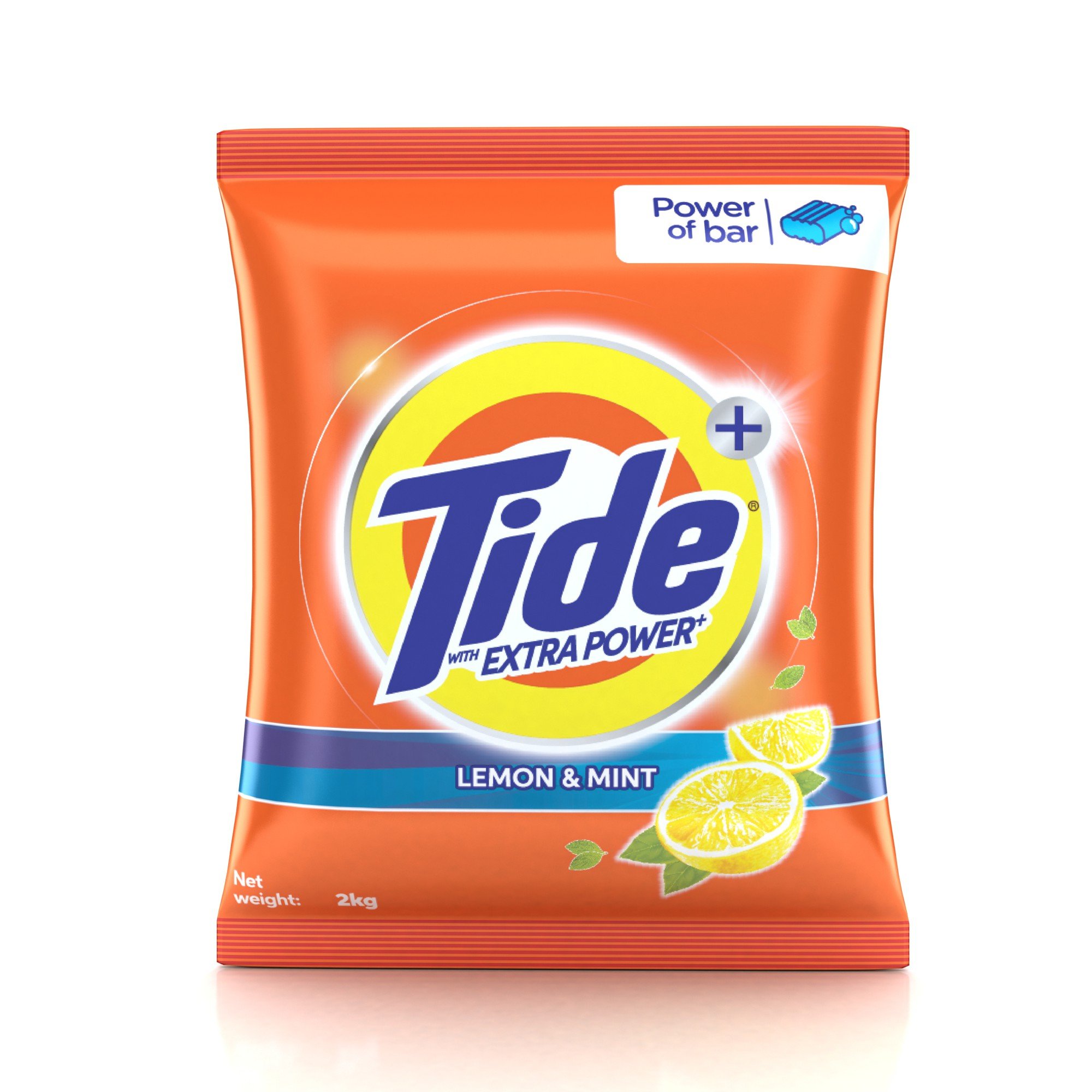 Tide Plus Extra Power Laundry Detergent Powder - 2kg (Lemon & Mint Scent) for Deep Cleaning & Stain Removal - Perfect for Family Laundry, Sports Gear & Tough Stains