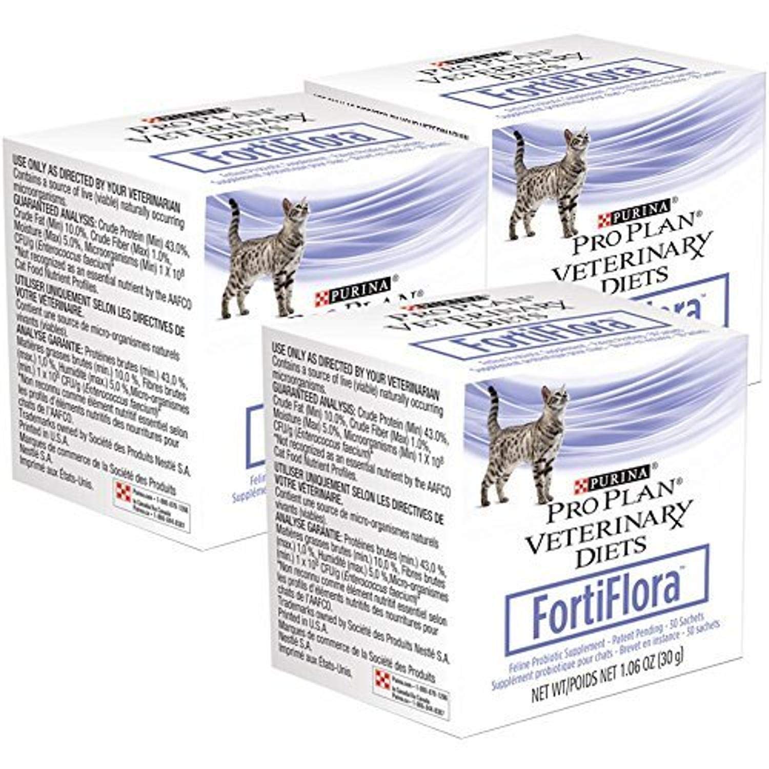 Purina Fortiflora Feline Nutritional Supplement for Cats - 3 Pack | Probiotic Powder for Digestive Health & Immune Support | Ideal for Kittens, Adult & Senior Cats