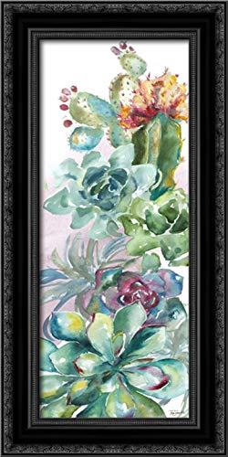 TRE Sorelle Studios 18x40 Inch Black Ornate Framed Canvas Wall Art - Succulent Garden Wreath Painting, Home Decor for Living Room, Bedroom & Office