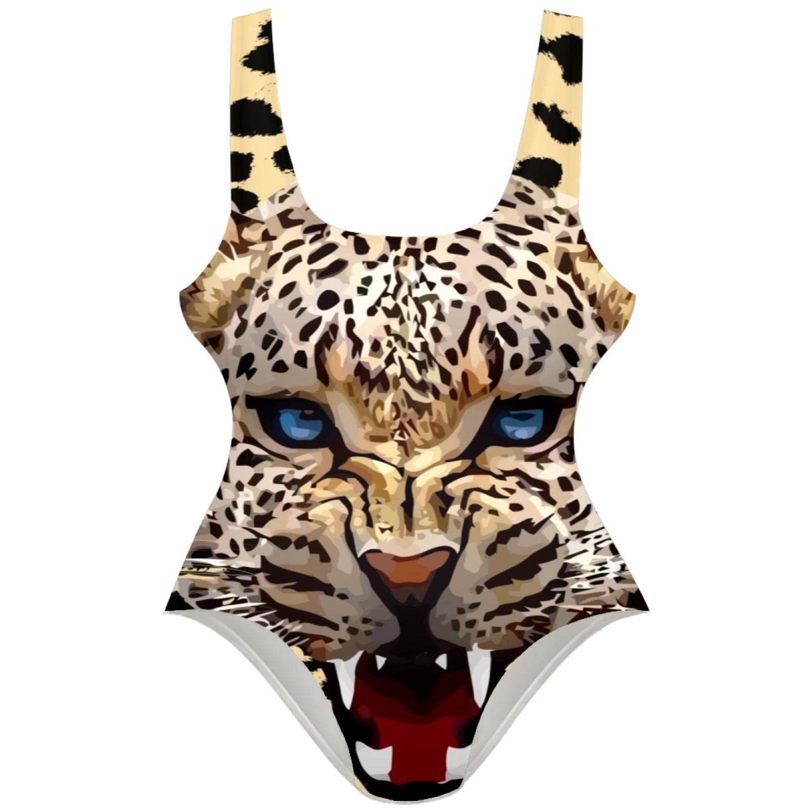 White Cheetah Print Women's One Piece Swimsuit - U Back Bathing Suit for Beach, Pool & Summer Vacation | Cheetah Jaguar Bikini Swimsuit
