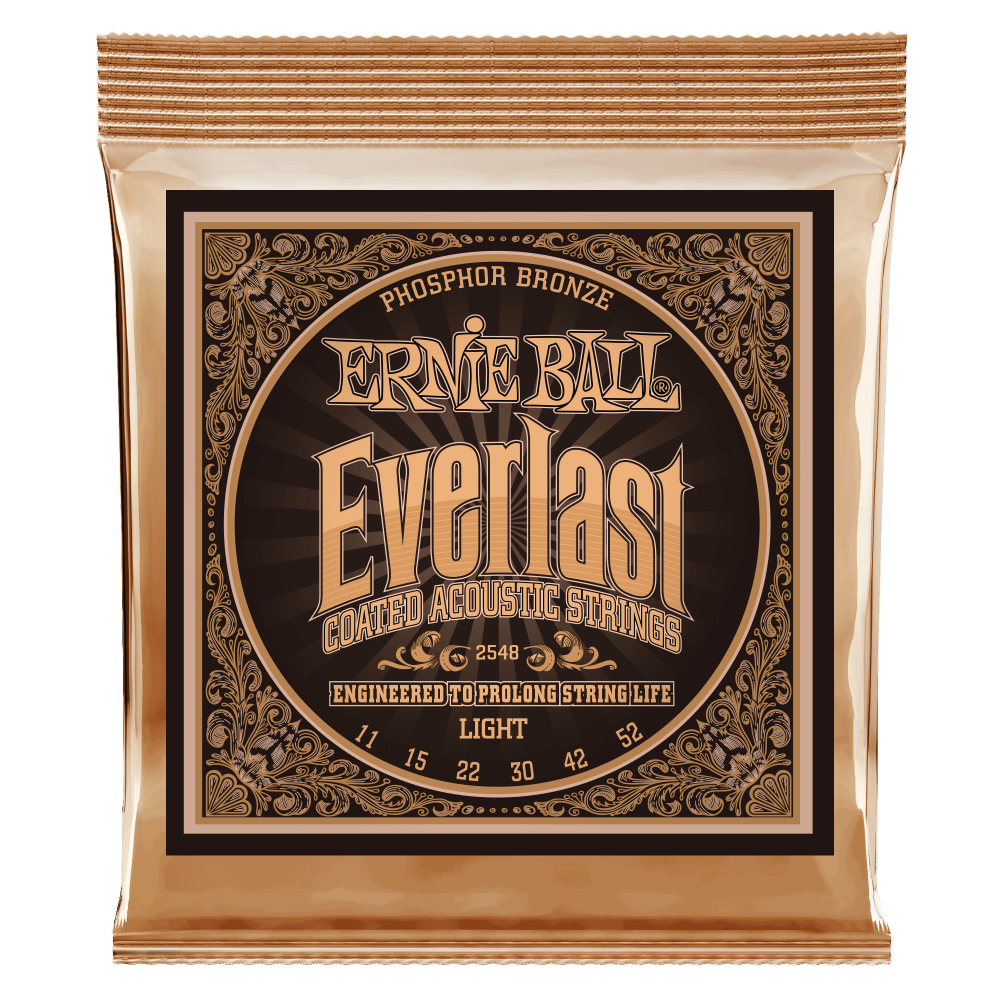 Ernie Ball Everlast Light Coated Phosphor Bronze Acoustic Guitar Strings 11-52 Gauge | Long-Lasting Tone & Playability | Perfect for Studio Recording & Live Performances