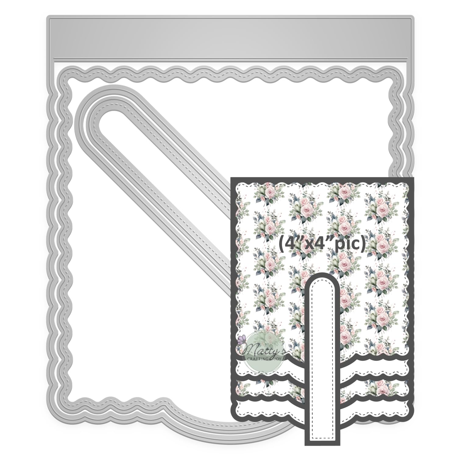 Matty's Crafting Joy Scalloped Square Waterfall Flap Die Cut Set of 4 - Nesting Metal Cutting Dies for Scrapbooking, Card Making, Paper Crafts - Perfect for DIY Albums, Journals, and Handmade Greeting Cards