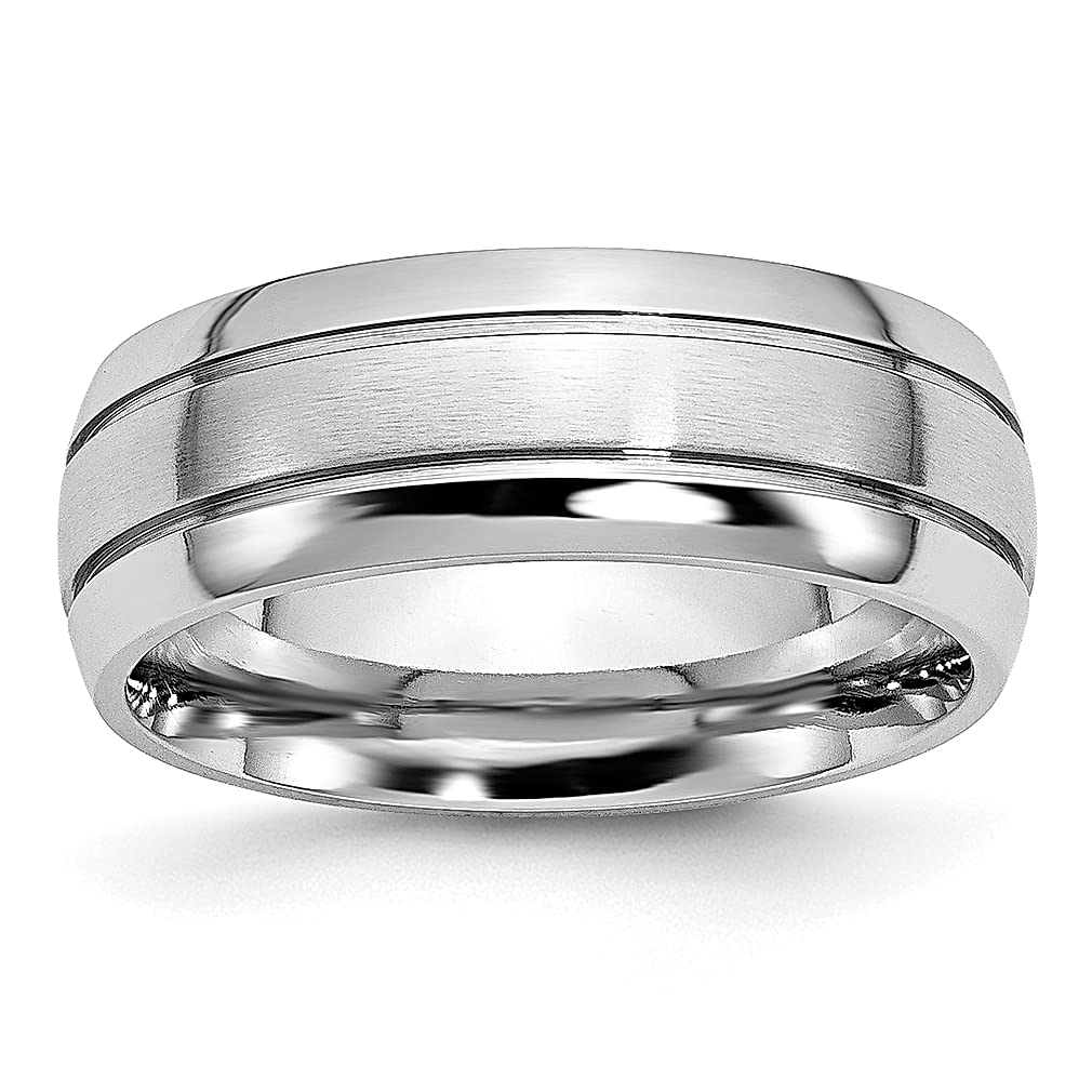 Cobalt 8mm Wedding Ring for Women - Elegant Grooved Band for Her | Perfect Gift & Anniversary Jewelry
